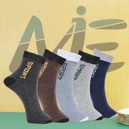 MJE Pack Of 5 Printed Mid Rise Ankle Length Socks-image-90
