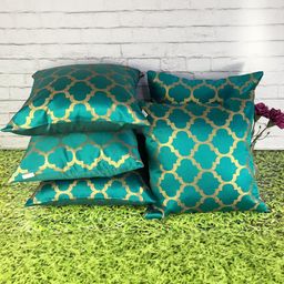Pink Parrot Green Set of 5 Ethnic Motifs Square Cushion Covers-image-55