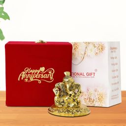 INTERNATIONAL GIFT Gold-Toned Lord Pagdi Ganesh Religious Idol Showpiece-picture-22