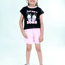 KiddoPanti Girls Printed Pure Cotton T-shirt With Shorts-picture-56