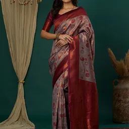 Mitera Woven Design Ethnic Motifs Zari Banarasi Saree-image-91