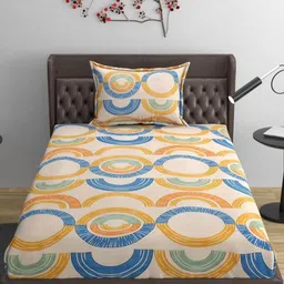 Innovative Edge Multicoloured 160 TC Single Bedsheet with 1 Pillow Covers-image-91