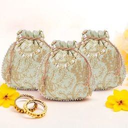 Kuber Industries Set Of 3 Embroidered Potli Clutches-image-4