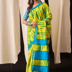 Moda Rapido Women Colourblocked Pure Cotton Designer Block Print Saree-picture-5