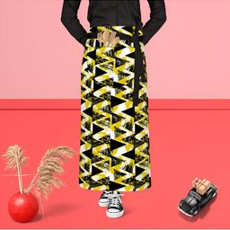 ArtzFolio Black & Yellow Printed Cotton Waist Apron-image-86