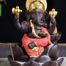 CRAFTAM Black & Orange-Colored Ganesha Smoke Backflow Fountain With 1 Scented Cone-picture-37