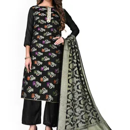 HERE&NOW Floral Woven Design Unstitched Dress Material-picture-8