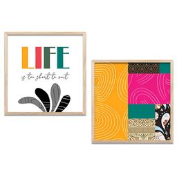 Kotart White & Yellow Set of 2 Piece Wood Wall Paintings-picture-0