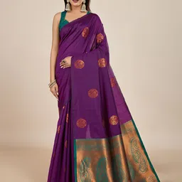 SHANVIKA Ethnic Motifs Woven Design Zari Saree-image-56