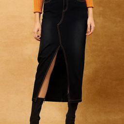R.Code by The Roadster Life Co. Pure Cotton Front Slit Mid Rise Midi Skirt-picture-35