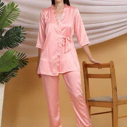 Sweet Dreams Women V-Neck Polka Dots Printed Night suit-picture-44