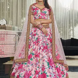 DIVASTRI Embellished Sequinned Art Silk Semi-Stitched Lehenga & Blouse With Dupatta-image-70