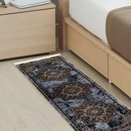MODEFE Grey Ethnic Motifs Anti-Skid Nylon Carpet-15
