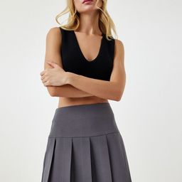 Happiness istanbul High Rise Pleated Flared Mini Skirts-image-26