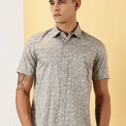 LEON Men Regular Fit Floral Printed Spread Collar Cotton Casual Shirt-image-99