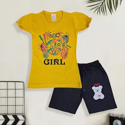 CoolTees4U Girls Printed T-shirt with Shorts-44