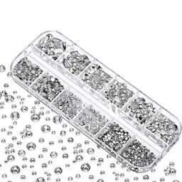 Ekinsu Set Of 12 Grid Stone Nail Art Accessories-12
