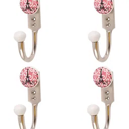 IndianShelf Pink 4 Piece Ceramic Paris Eiffel Tower Wall Hooks Cloth Hanger-image-13