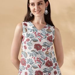 Anouk Floral Printed V-Neck Kurti-image-37