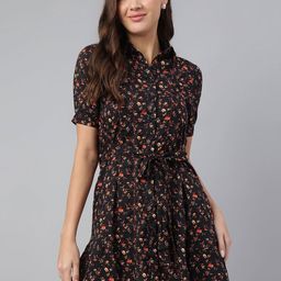 Latin Quarters Women Floral Printed A-Line Mini Dress. Comes with a belt-image-33