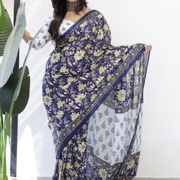 Mitera Floral Printed Pure Cotton Saree-picture-29