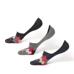 OLWEN Men Pack Of 3 Printed Cotton Shoe liners Socks-40