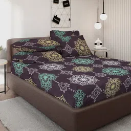 Myntra Elegant Homes Black & White Printed 300 TC King Bedsheet Set 2.50 m x 2.20m-image-25