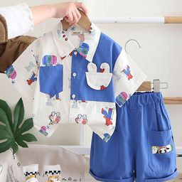 INCLUD Boys Printed Short Sleeves Shirt With Shorts-image-73