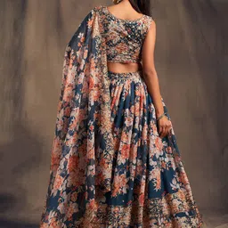 DIVASTRI Embellished Sequinned Semi-Stitched Lehenga & Unstitched Blouse With Dupatta image 5