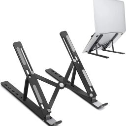 Buyab factory Aluminum Adjustable Aluminum Laptop Stand Foldable Portable for Modal -44 Multi-Angle Compatible for MacBook Air Pro, HP, Lenovo, Dell Laptop Stand-23