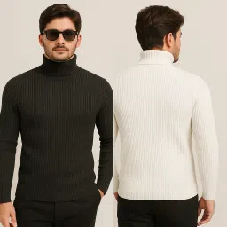 Men Solid Turtle Neck Multicolor Sweater-image-13