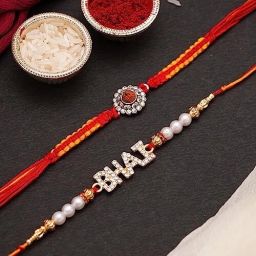 flipkart smartbuy Designer Rakhi, Greeting Card, Chawal Roli Pack Set (Rudraksh Rakhi Set of 2 for Brother Assorted Rakhi Set image 2