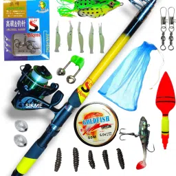 ProFish 7ft 210cm Rod & Reel Kit: Advanced Fishing Combo with Lures, Hooks, Lines, and Essentials Yellow Fishing Rod-image-7