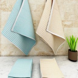 Athom Living Popcorn Textured Solid Hand Towel Pack of 12 ["light Green and Cream"] Handkerchief-image-55