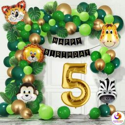 Jungle Theme Happy Birthday Decoration Kit Happy Birthday 5 Year Decoration kit-image-68