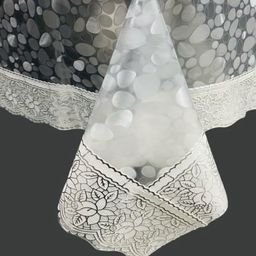 Homerz Transparent & White Geometric Printed Rectangle Table Cover-6