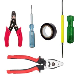 Hand Tool Set (Plier, Tester, Cutter, Tape & Screw Driver (Pack of 5) Gym & Fitness Electric Tool kit-image-38
