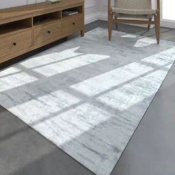 Grey Solid Wool and Viscose 5 ft X 7 ft Hand Woven Carpet-image-58