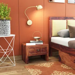 woodenmood Tiana Solid Wood Bedside Table in Teak Finish-picture-6