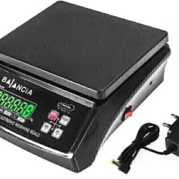 NAC GLOBAL: IT'S EXACTLY WHAT YOU NEED Balancia 30kg Electric Compact Scale With LED Display, Weighing Double Display with Heavy Duty Weight Machine For Kitchen Shop Power Adapter & 4V Re-Chargeable Battery Made In India (Black) Weighing Scale image 2