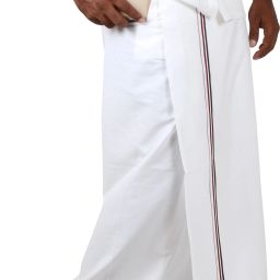 Prakasam Cotton Premium Quality Welcro Pocket ( sticker Dhoti) ADMK party Cotton White Solid Men Dhoti-image-97