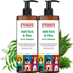 Anti-Tick & Flea Shampoo For Dogs & Cats 200ML Pack Of 2 Allergy Relief, Anti-dandruff, Anti-fungal, Anti-itching, Flea and Tick, Hypoallergenic Fresh Notes, Neem Dog Shampoo-6