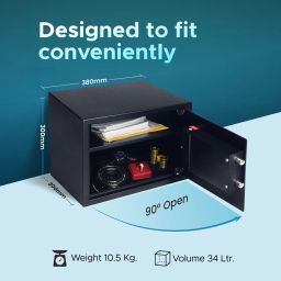 speedy 34 Litres Locker for Home and Office with 2-way Access | Black Safe Locker image 3