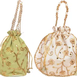 sunesh creation Women Green, Beige Potli-picture-21