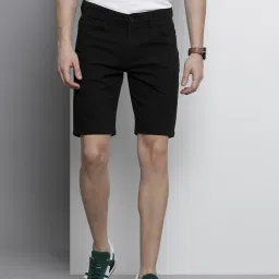 Solid Men Black Chino Shorts-picture-3