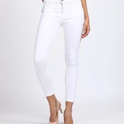 Women Super Skinny Mid Rise White Jeans-image-66