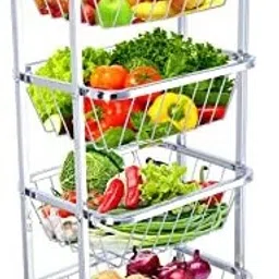 Stainless Steel Fruit & Vegetable 4 Stand Kitchen Trolley | Fruit Basket Stainless Steel Kitchen Trolley-image-57