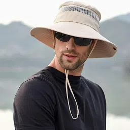 AlexVyan Hat Cap Round Crown Sun Visor Hat for Men UV Protection Wide Brim Summer-picture-10
