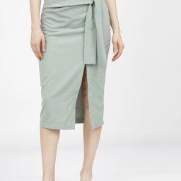 Women Solid Flared Green Skirt-image-81