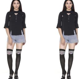 Women Striped Over the Knee-image-36
